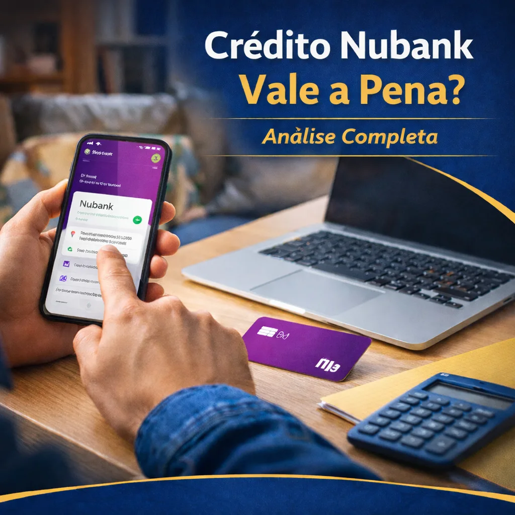 Pessoa analisando no celular se o crédito Nubank vale a pena