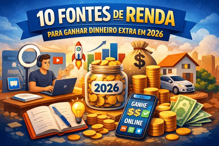 fontes de renda para ganhar dinheiro extra em 2026 com ideias de renda online, investimentos e renda passiva