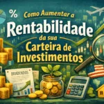 Como aumentar a rentabilidade da sua carteira de investimentos com gráficos financeiros em crescimento, moedas douradas e análise de mercado.
